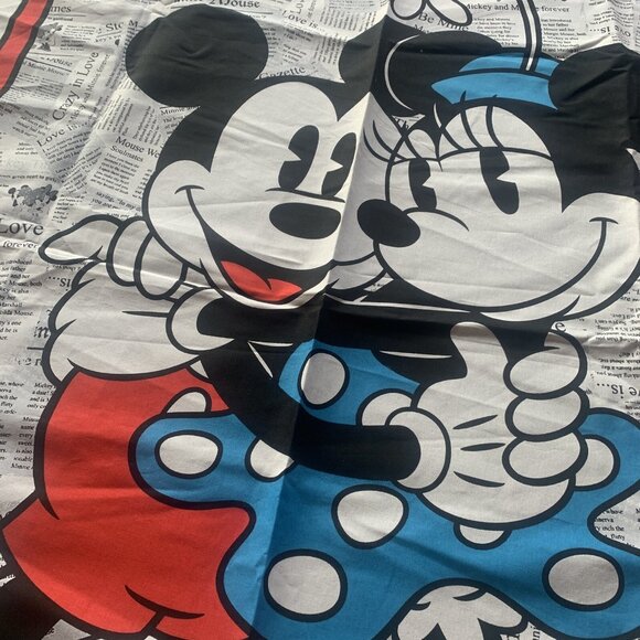 Disney Mickey & Minnie Mouse Fabric Panel - Soulmates Newspaper Print - 35”x42” - Picture 4 of 7
